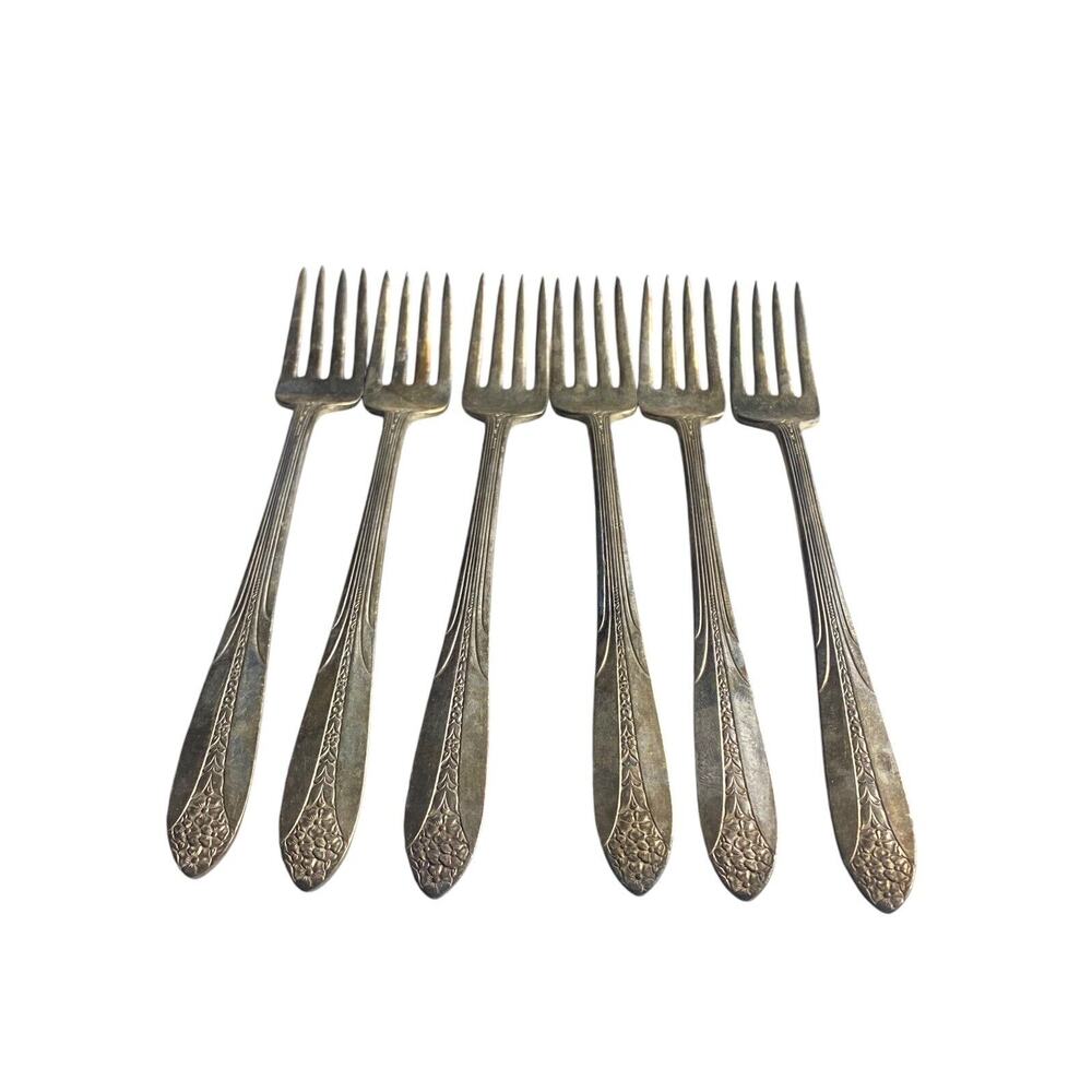 National Double Tested Silver Plate Set Of 6 Forks
